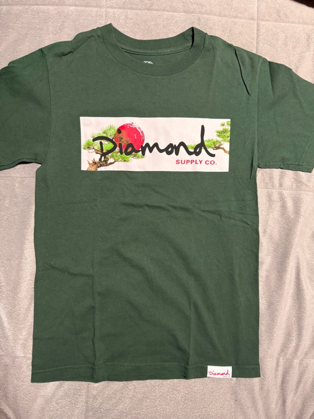 Diamond Supply Co. Dark Green Tee with White Logo Print